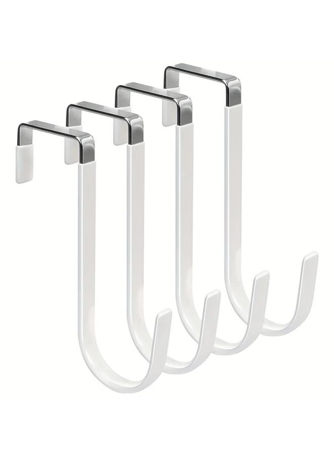 4 Pack White Door Hanger Hooks With Rubber Heavy Duty For Hanging Clothes Towels - Image 2