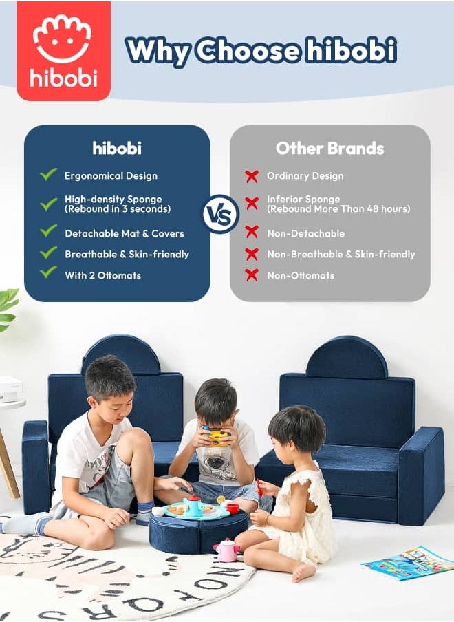 hibobi - Kids' Building Block Magic Sofa - Compact Modular Couch with 14 Pieces for Creative Play and Fun, Soft and Safe, Versatile for Play and Relaxation - Image 1