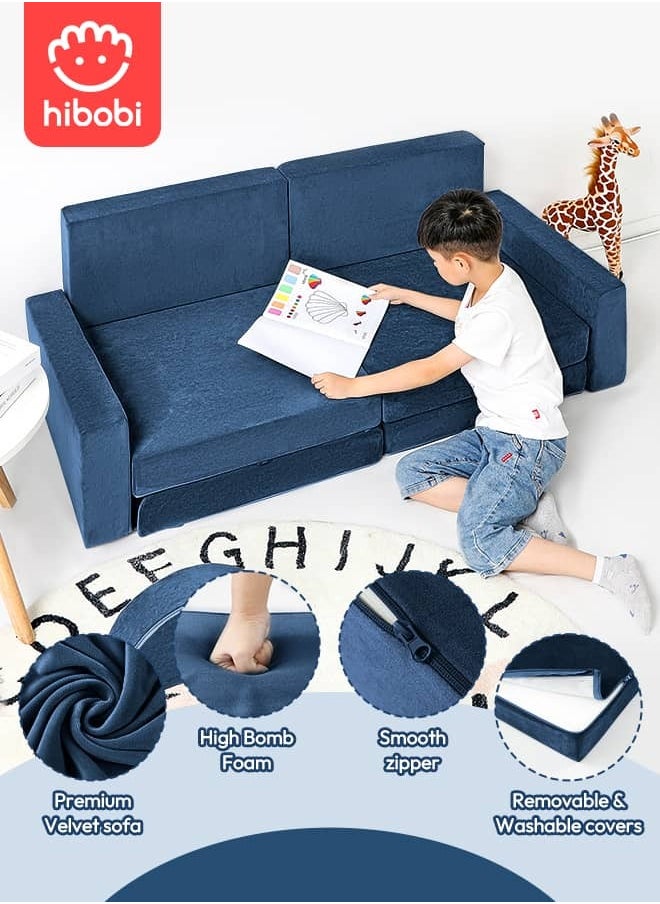 hibobi - Kids' Building Block Magic Sofa - Compact Modular Couch with 14 Pieces for Creative Play and Fun, Soft and Safe, Versatile for Play and Relaxation - Image 1