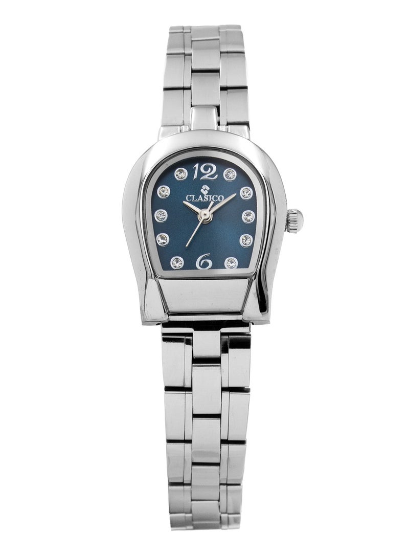 Clasico Hilya Women’s Premium Blue Dial Watch –  Metal Strap, Elegant Design, Quartz Movement, Stainless Steel Back Cover - Image 1