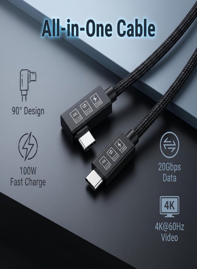 الصفحة الرئيسية كابل USB-C إلى USB-C بزاوية 90 درجة بطول 5 أمتار، مزود بجميع الوظائف، نقل بيانات بسرعة 20 جيجابت في الثانية وفقًا لمعيار USB 3.2 Gen 2، إخراج فيديو بدقة 4K بمعدل 60 هرتز، سلك مضفر يدعم الشحن السريع PD بقدرة 100 واط، متوافق مع أجهزة الكمبيوتر المحمولة والهواتف المحمولة والكاميرات الرقمية وسماعة الواقع الافتراضي Oculus Quest - Image 2