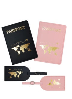 Excefore Luggage Tags, 2 Pcs Airplane Passport Covers and 2 Pcs Luggages, Holder Travel Suitcase Tag Case Organizer, Bag Labels  - Image 1
