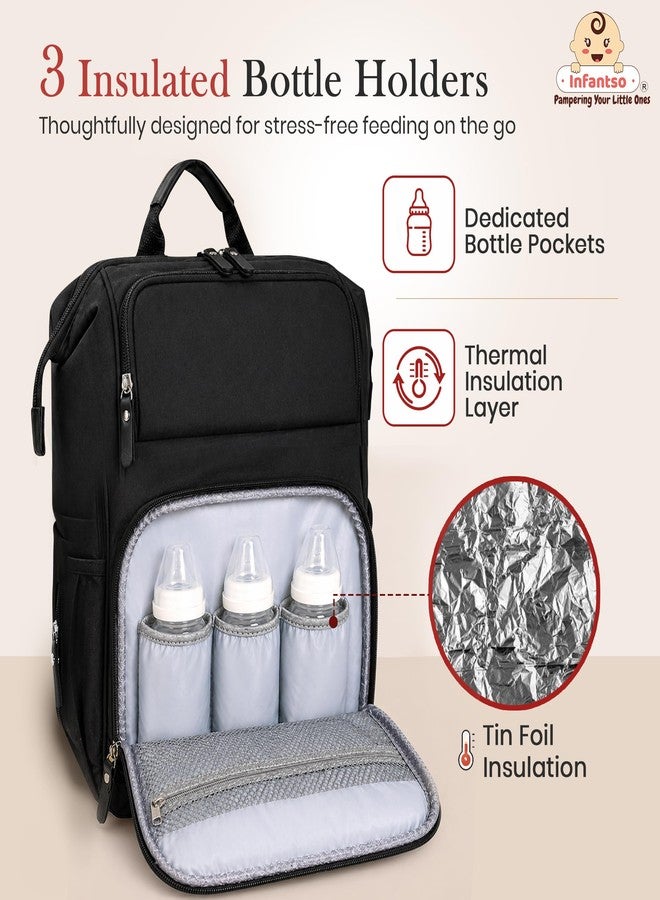 Infantso Premium Multifunctional Waterproof Diaper Bag For Mothers For Travel/Diaper Bags With Multi Compartments, Insulated Bottle Pockets, Hanging Strap, Anti-Theft Pocket, 27Lt Maternity Bag - Image 4
