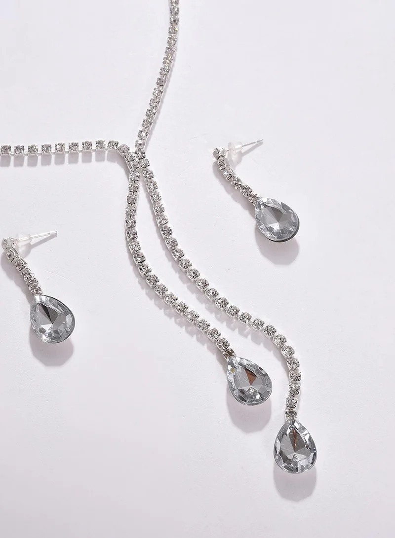 Sohi  White Stones-Studded Artificial Jewellery Set for Women | Best Price UAE