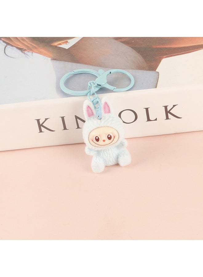 NIBEMINENT Resin Cartoon Cute Flocking LABUBU Keychain, Pendant Doll Accessory Key Chain Gift 