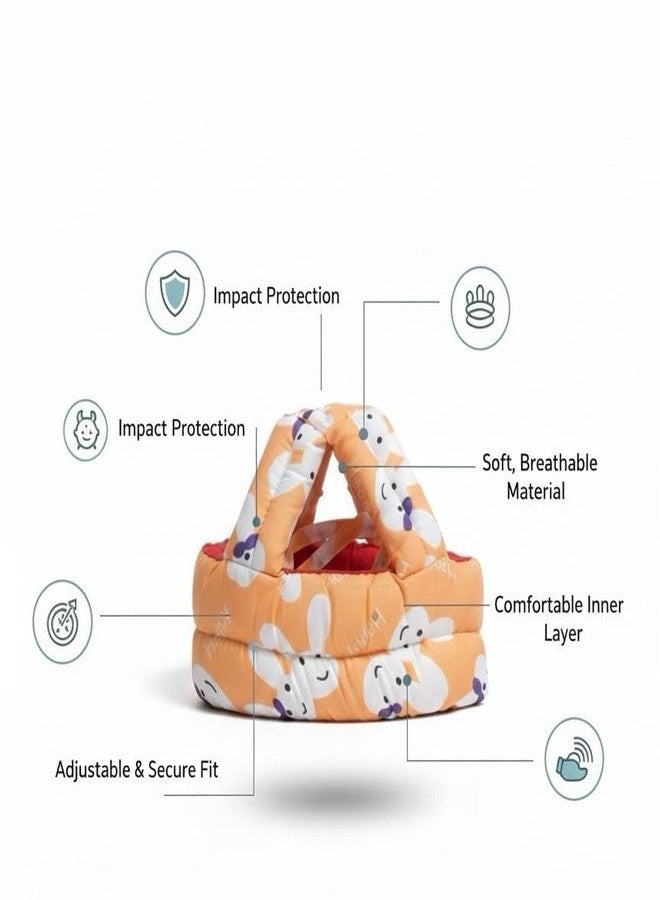 Snugnibble Baby Safety Helmet for 6-12 Months, Protective Head Guard with Bunny Pattern, Orange - Image 5