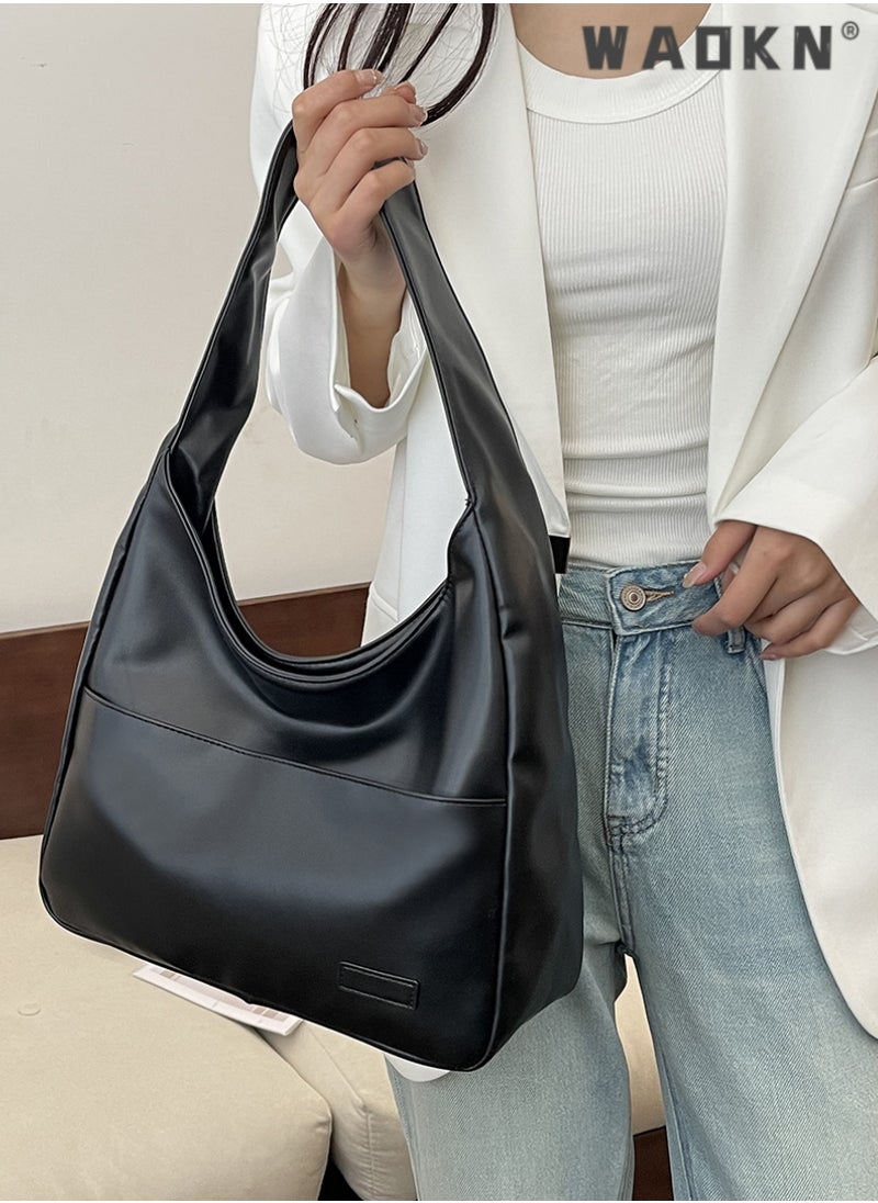 WAOKN Fashionable Simple Underarm Bag Women'S Daily Commuting Pleated Adjustable Shoulder Strap Handbag High Quality Pu Leather Shoulder Bag,Crossbody Bag Shoulder Bag Handbag for Travel Work  - Image 3