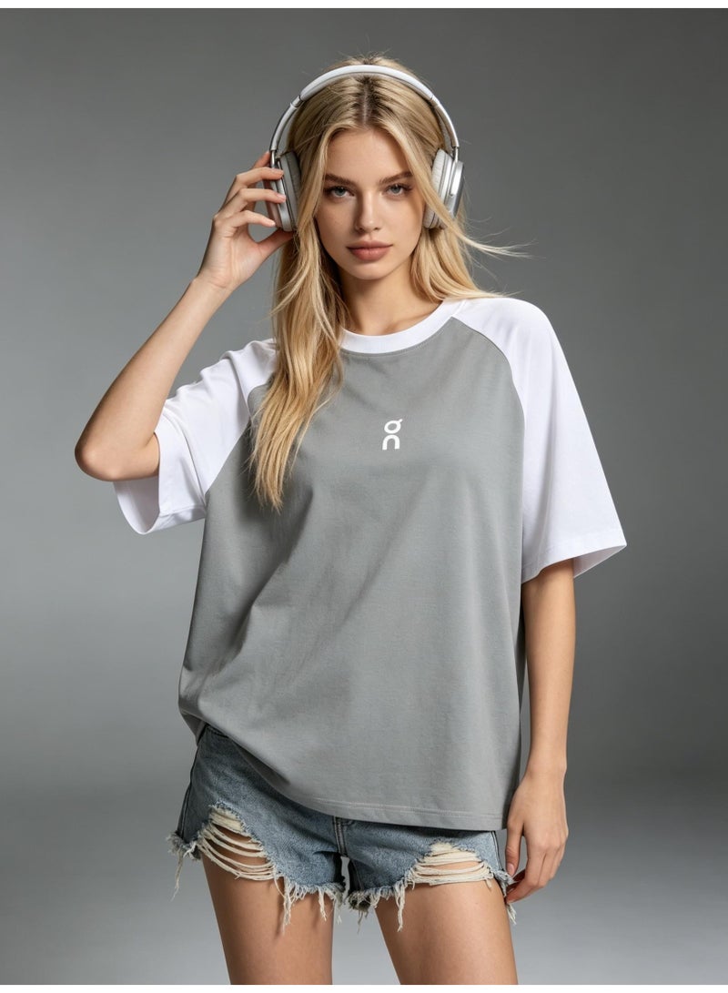 اون راننج On Running Shoulder-inserted couple's summer contrast stitching loose short-sleeved T-shirt for men and women - Image 2