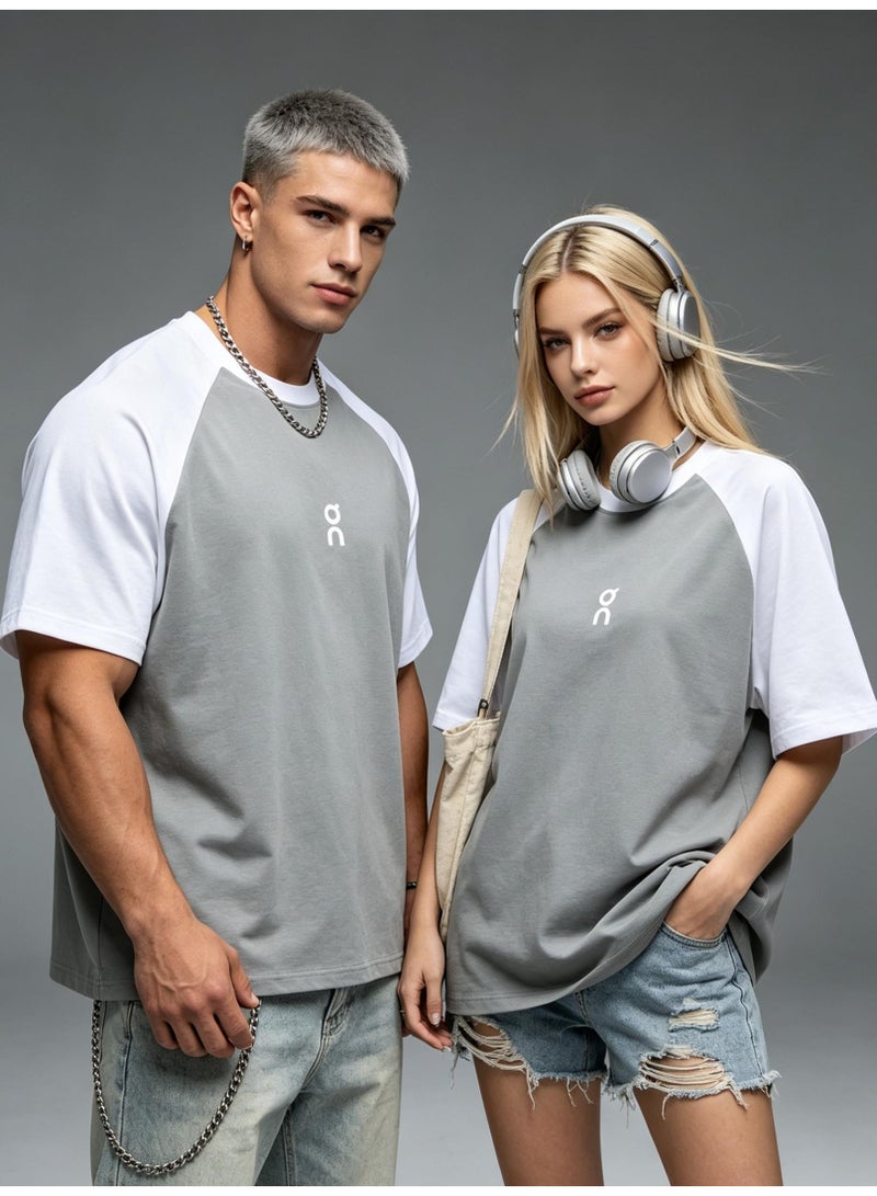 اون راننج On Running Shoulder-inserted couple's summer contrast stitching loose short-sleeved T-shirt for men and women - Image 3