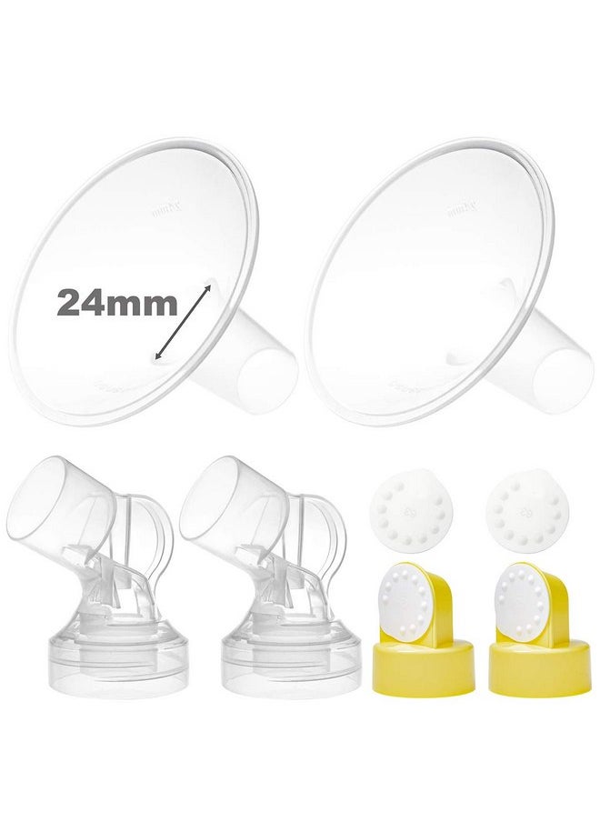 NENESUPPLY Nenesupply Pump Parts 24mm Flanges Compatible with Medela Breastpump Flange Valve Membrane Connector Compatible with Personalfit Connector Not Original Medela Pump Parts. Pump in Style Symphony  - Image 1