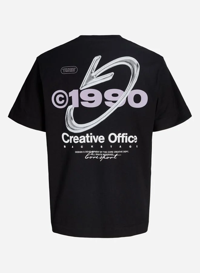 JACK & JONES Black Back Graphic Print Crew Neck T-Shirt