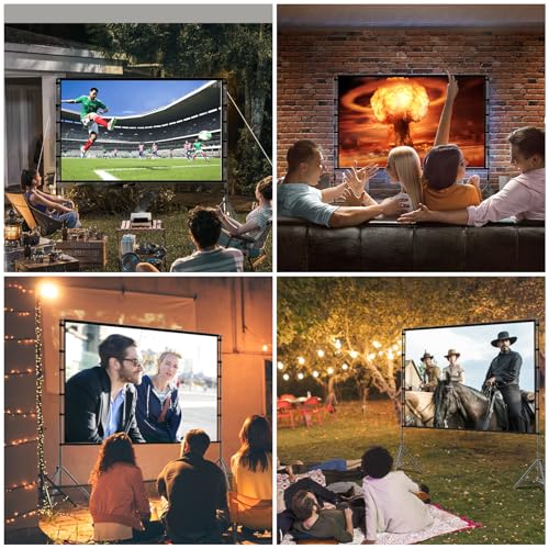 TOWOND Outdoor Projector Screen with Stand, TOWOND 120 inch Projection Screen, Movie Screen 16:9 HD Foldable Anti-Crease Support Double Sided with Carry Bag for Outdoor Indoor - Image 5