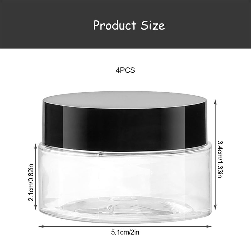Rumyve 4pcs Empty Plastic Cosmetic Jar,Clear Travel Cosmetic Container,Mini Wide-mouth Bottle with Lid,30g Wide-Mouth Bottle Travel Storage Cosmetic Beauty Products Face Cream - Image 2