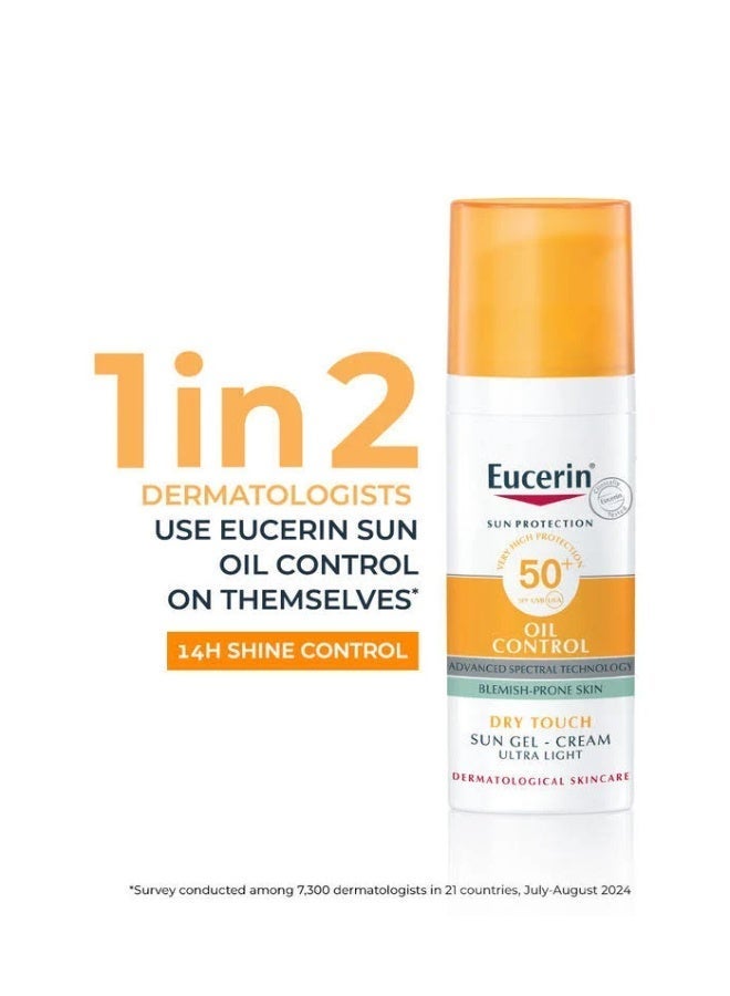 Eucerin Oil Control Sun Gel-Cream Dry Touch SPF50+ Sunscreen 50ml - Image 2