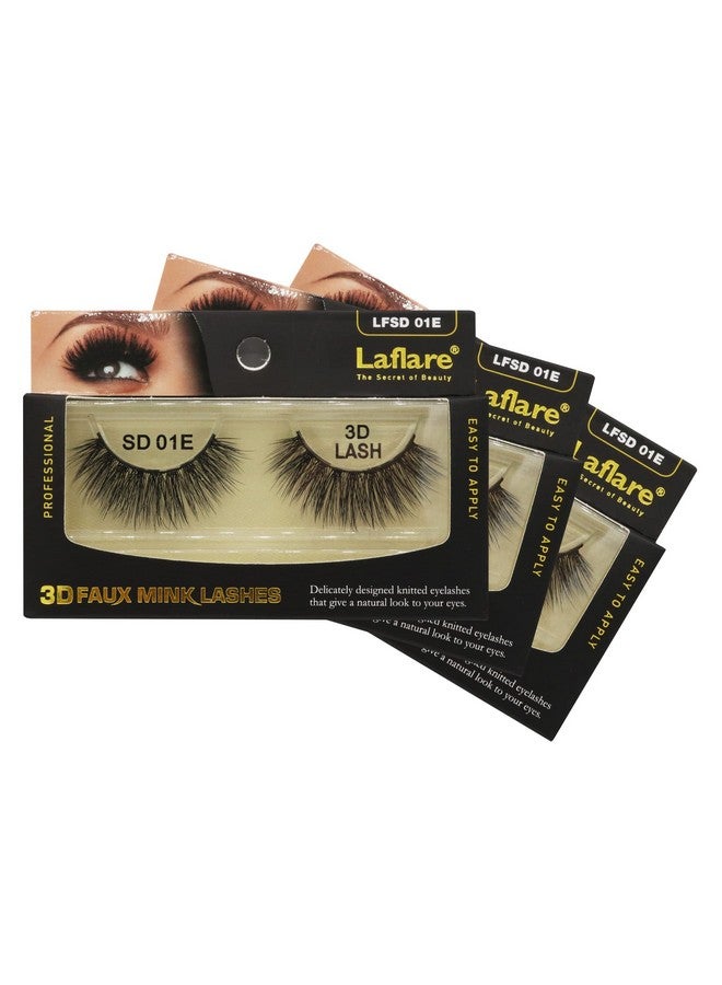 Laflare Silk Lashes 3D Faux Mink Eyelashes Light Reusable Handmade Natural Looking Professional Easy To Apply Eyelashes In A Knitted Style1 3 Packs Bundle Special (3 Sd01E) - Image 1