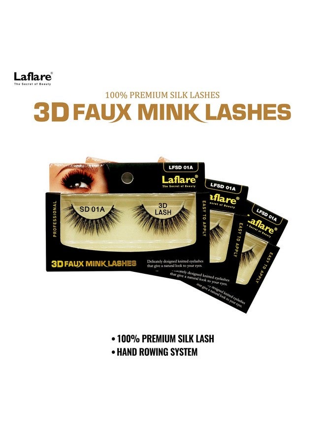 Laflare Silk Lashes 3D Faux Mink Eyelashes Light Reusable Handmade Natural Looking Professional Easy To Apply Eyelashes In A Knitted Style1 3 Packs Bundle Special (3 Sd01E) - Image 5