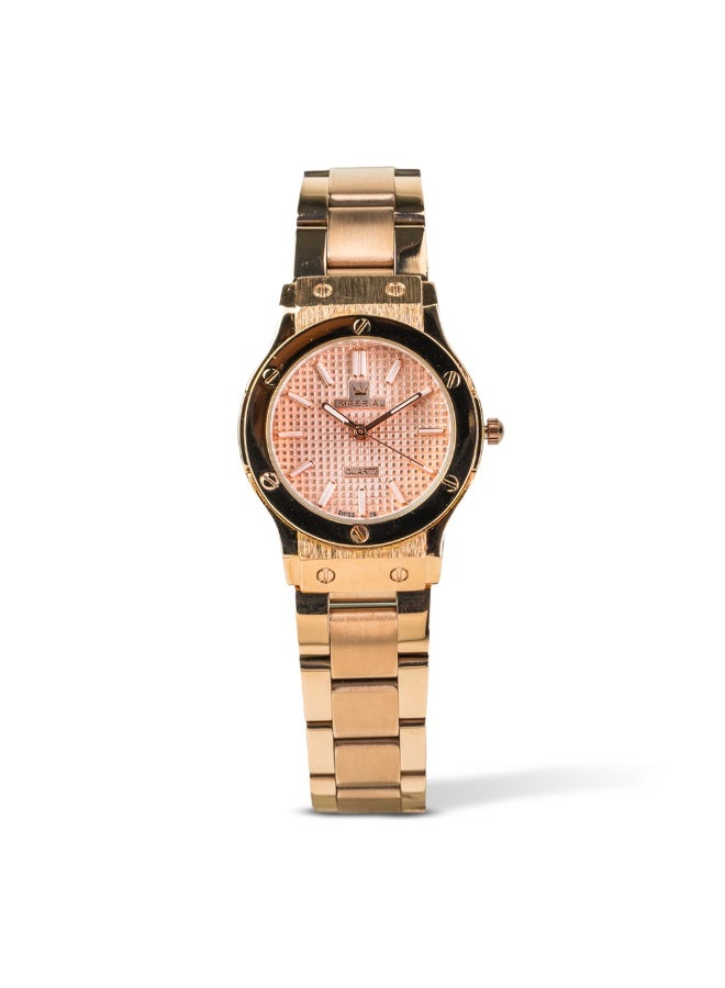 IMPERIAL Women's Rose Gold Stainless Steel Watch, Rose Pink Dial, Y121 Movement, Butterfly Clasp, 3ATM Watch for Women | IMP.GD6637L7514 - Image 1