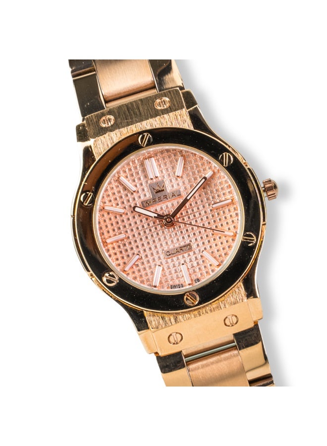 IMPERIAL Women's Rose Gold Stainless Steel Watch, Rose Pink Dial, Y121 Movement, Butterfly Clasp, 3ATM Watch for Women | IMP.GD6637L7514 - Image 3