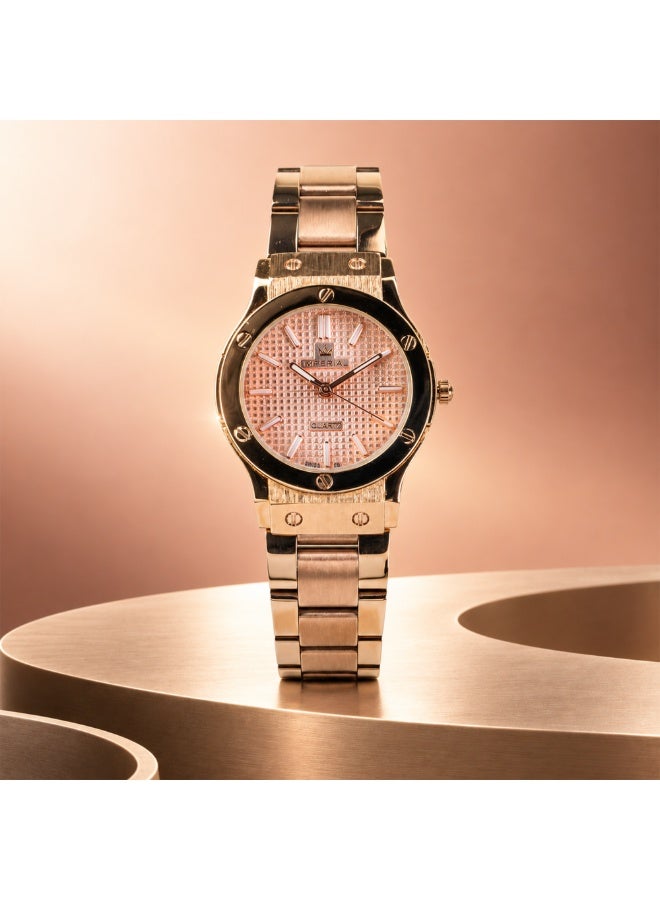 IMPERIAL Women's Rose Gold Stainless Steel Watch, Rose Pink Dial, Y121 Movement, Butterfly Clasp, 3ATM Watch for Women | IMP.GD6637L7514 - Image 5
