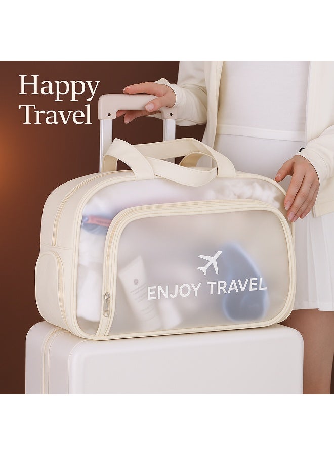 خاجول حقيبة سباحة مضادة للماء مع مقصورات مبللة وجافة، حقيبة شاطئ رياضية للياقة البدنية، تخزين لأدوات الزينة ومستحضرات التجميل (أبيض) - Image 2