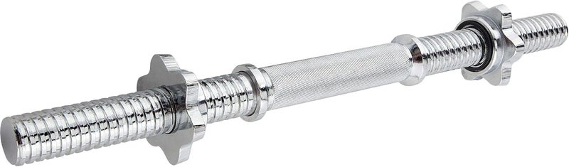 مقبض بار دمبل قابل للتعديل مطلي بالكروم لرفع الأثقال مع أقفال دوارة، طوله 40 سم وقطره 2.5 سم - Image 1