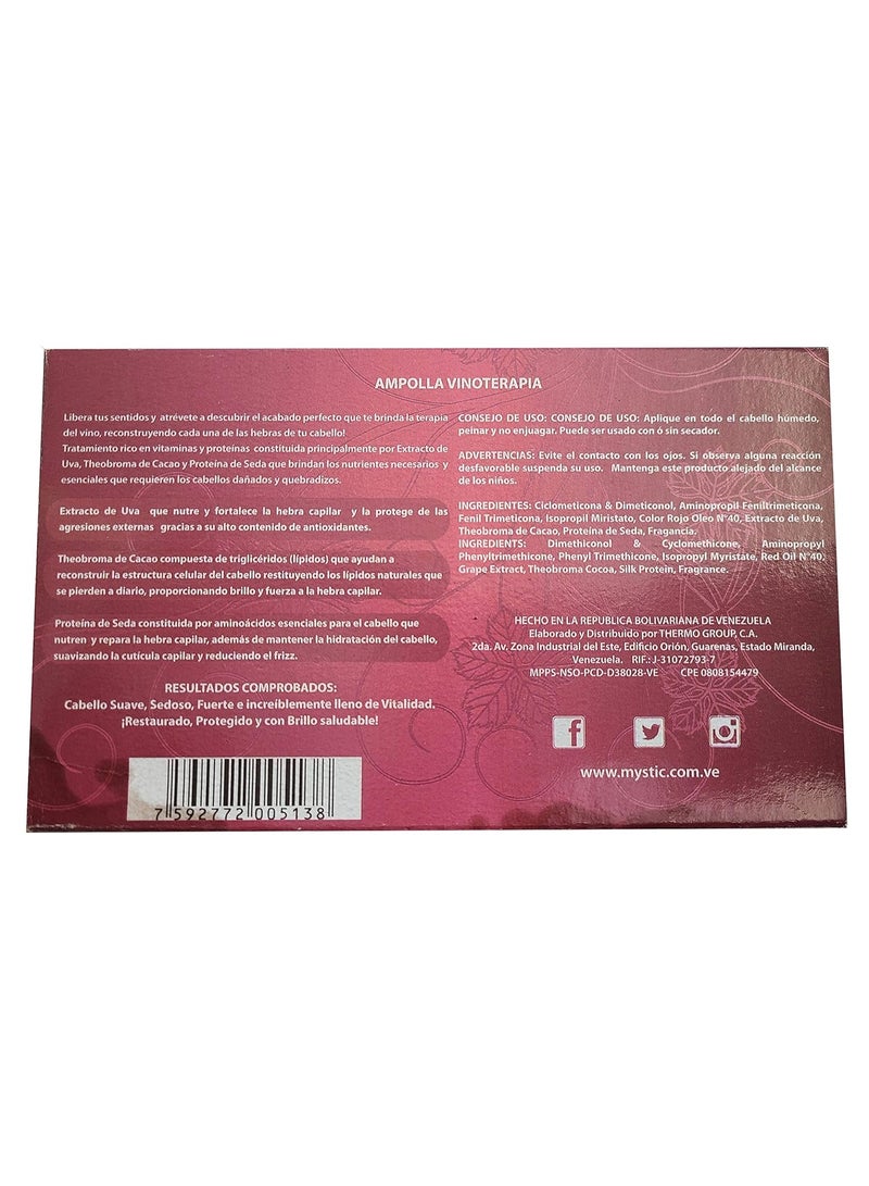Mystic Vinoterapia Deep Hair Ampoules (Pack of 7) - Unisex-Adults, Clear/Transparent, Unscented, Liquid, Women - Image 2