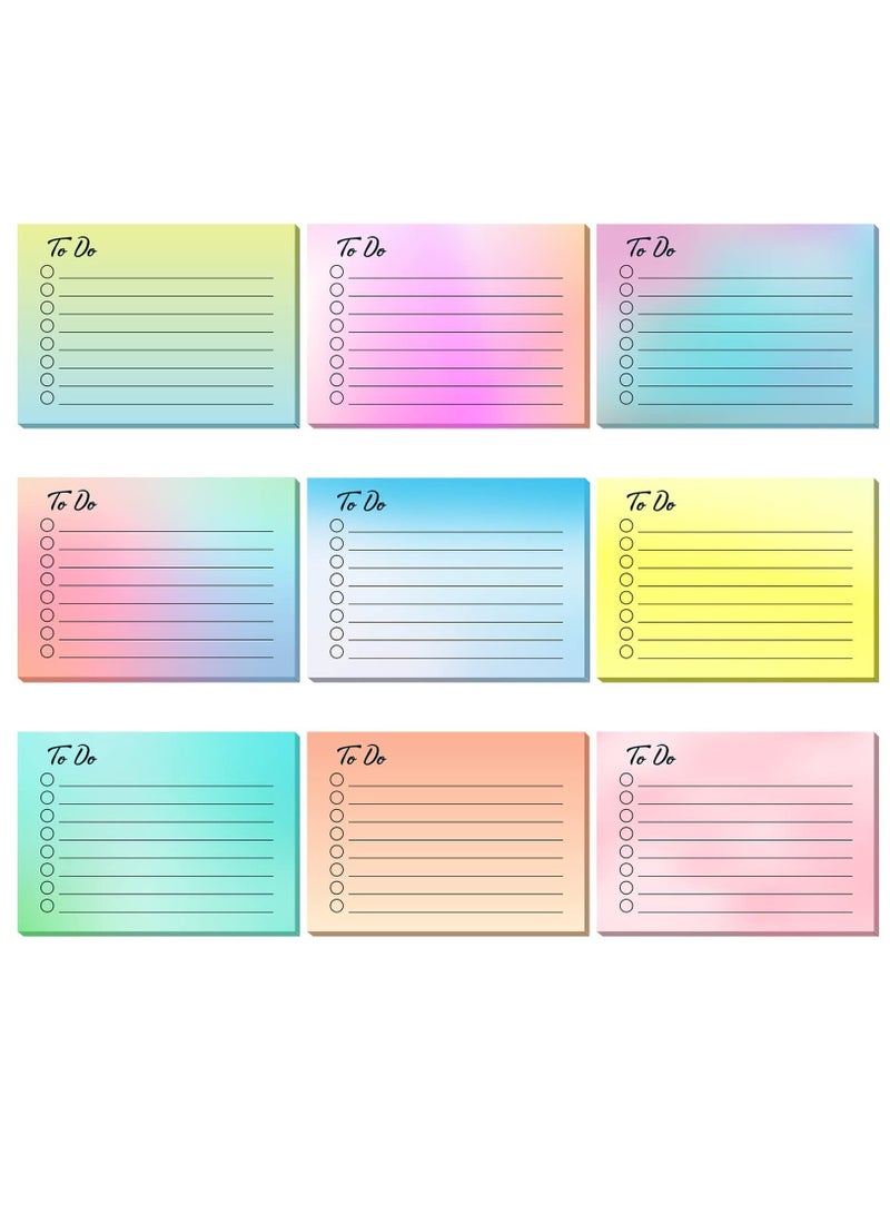 SOLARAE 9-Pack Assorted Color Lined Sticky Notes, 3 x 4 Inch Self-Stick Memo Pads for To-Do Lists, Planner Reminders, Studying, Home Office, and School Supplies (Gradient Colors) - Image 1