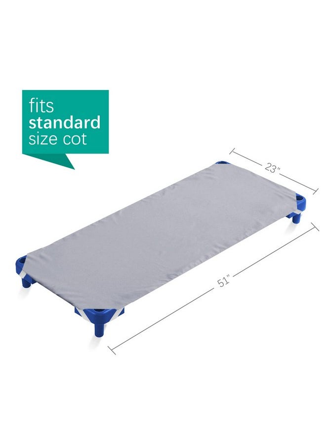 Biloban - Standard Size Daycare/Pre-School Cot Sheet, Children’s Naptime Cot Sheet, Grey, Breathable Microfiber Nap Sheet for Boys and Girls,23" x 51" - Image 1