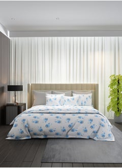 Raymond Raymond Home King Flat Sheet Bedsheet 200 Thread Count Luxirious 100% Long Staple Cotton Bedding Printed Sateen Percale Bed Linen with 2 Pillow Case - Blue (274 * 274 CM)  - Image 2