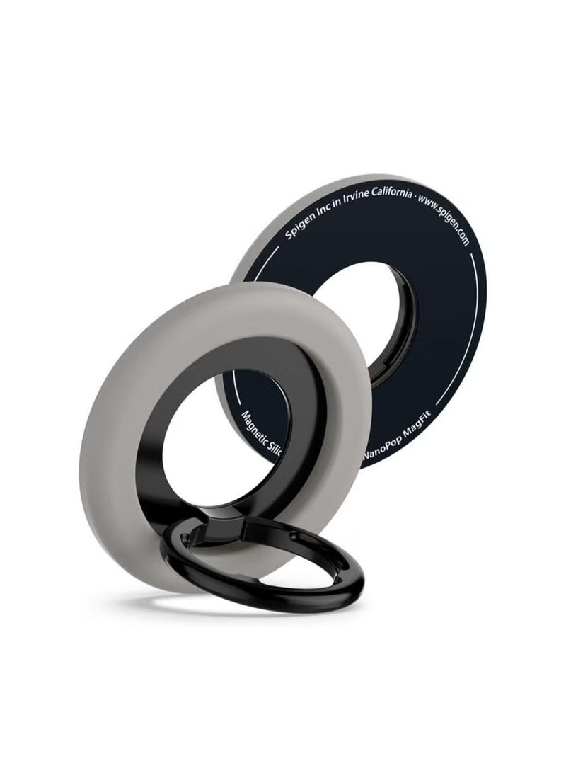 Spigen Nano Pop MagFit Magnetic Silicone Phone Grip Adjustable Holder Ring Kickstand compatible with MagSafe Case & iPhone 16 Pro Max, 16 Pro, 16 Plus, 15/14/13/12 series - Truffle Gray - Image 1