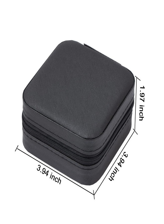 Obsoorth Small Travel Jewelry Case Box Organizer Earring Ring Holder for Traveling Necklace Women Children Kids Little Girls Gift PU Leather Portable Storage Carrier - Black - Image 5