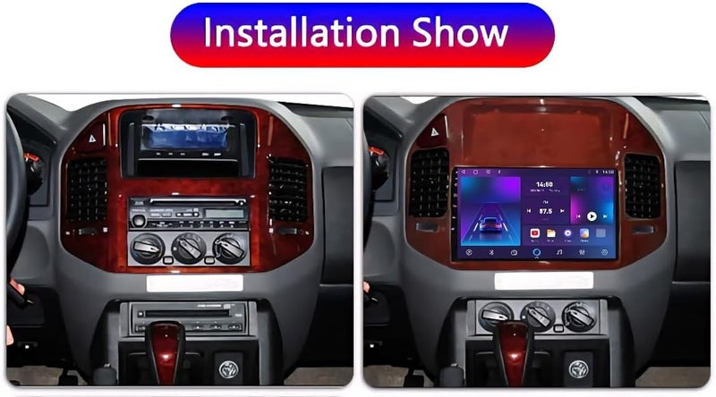 فيريكس ستيريو سيارة ميتسوبيشي باجيرو مناسب، شاشة باجيرو 3 أندرويد 1999-2006، كاربلاي لاسلكي وأندرويد أوتو، واي فاي، نظام ملاحة جي بي إس، بلوتوث، كاميرا خلفية عالية الدقة (2+32 جيجابايت كاربلاي لون خشبي) - Image 2