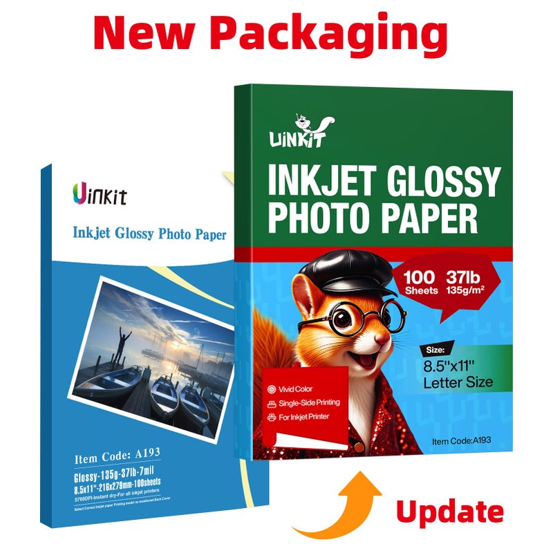 Uinkit 37lb Thin Flyer Paper Glossy 8.5x11 Inkjet 100 Sheets Single Side DIY Chip Bag 135gsm Printer Picture for Inkjet Printer with Dye Ink Letter size A4 Brochure (8.5X11X100) - Image 4