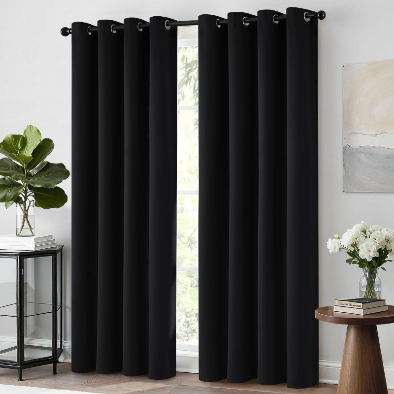 Yakamok 84 Inch Long Blackout Curtains for Bedroom, Thermal Insulated Room Darkening Black Curtains, Light Blocking Blackout Drapes for Living Room- 2 Panels,52 Inch Width - Image 3