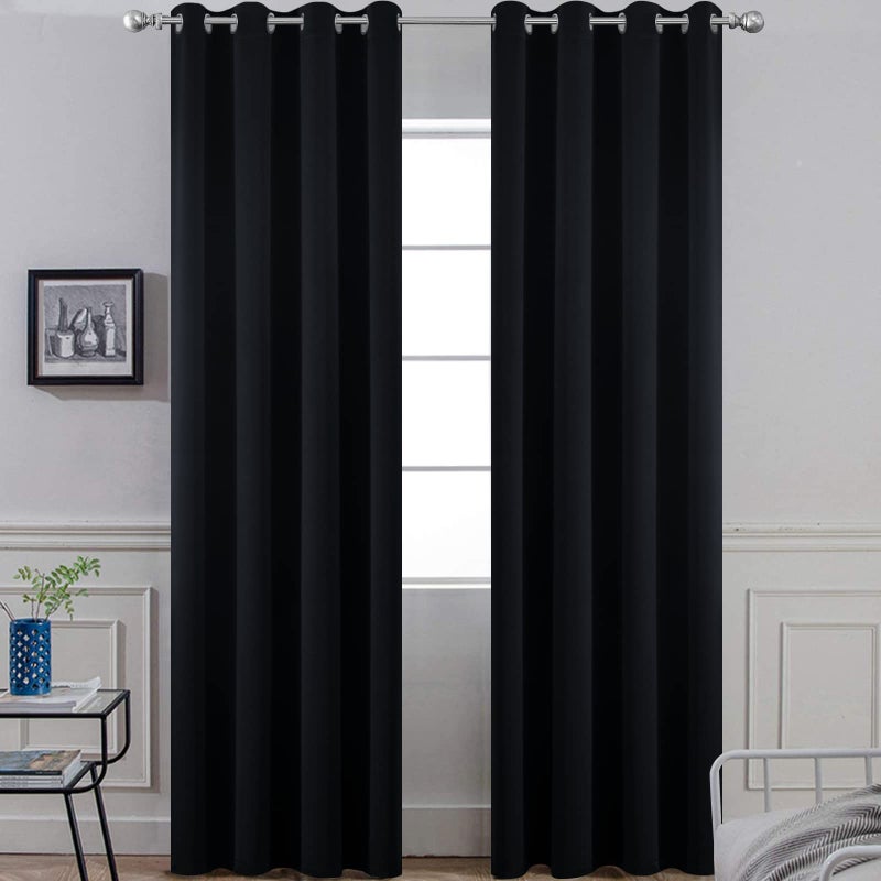 Yakamok 84 Inch Long Blackout Curtains for Bedroom, Thermal Insulated Room Darkening Black Curtains, Light Blocking Blackout Drapes for Living Room- 2 Panels,52 Inch Width - Image 2