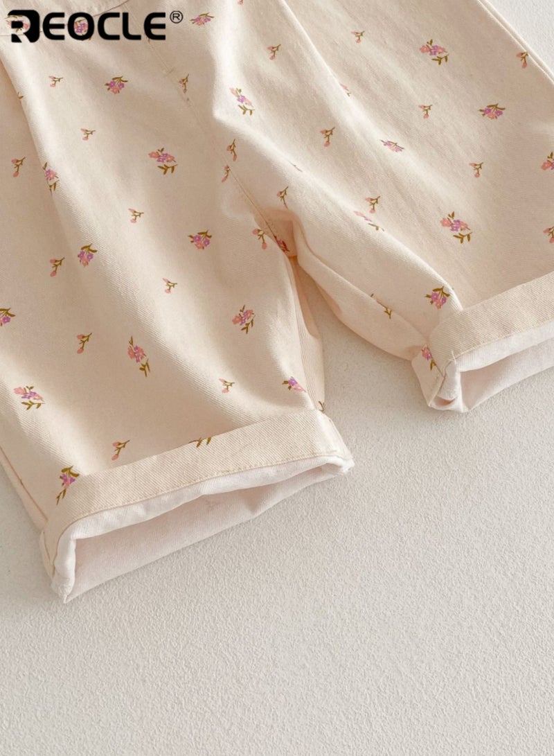 ريوكل أفرهول زهور للبنات مع أحزمة قابلة للتعديل وتصميم بنطلون تعليقي بنمط مزهر مع راحة ناعمة للعب في حديقة الربيع - Image 5