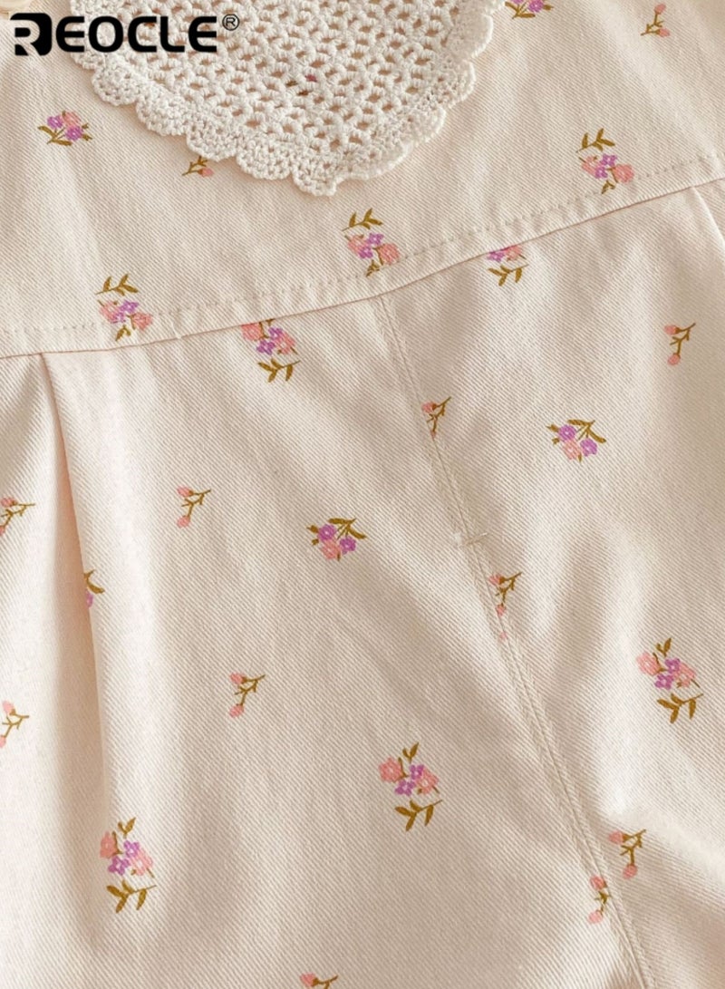 ريوكل أفرهول زهور للبنات مع أحزمة قابلة للتعديل وتصميم بنطلون تعليقي بنمط مزهر مع راحة ناعمة للعب في حديقة الربيع - Image 4