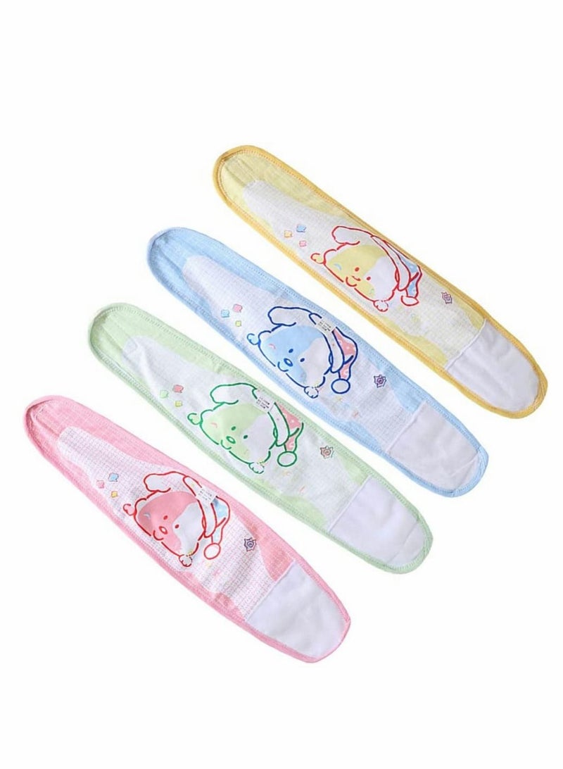 KASTWAVE 4 Pcs Cartoon Baby Belly Band Infant Umbilical Hernia Belt Baby Belly Belt Newborn Infant Belly Wrap Newborn Belly Binder (Yellow Green Blue Pink)  - Image 1