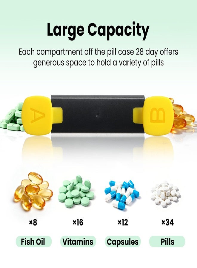 CAidRE Monthly Pill Organizer 2 Times a Day - 28 Day Pill Box AM PM, Daily Medicine Organizer for Vitamins, Supplements, Medications - Large Travel-Friendly 4 Week Pill Case for Home & Travel, Black - Image 3