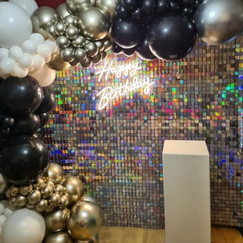 Kate Shimmer Wall Backdrop Silver Iridescent 3FTx4FT Square Sequin Wall Panel Backdrop Decor for Wedding Anniversary Birthday Party, 12 Panels - Image 5