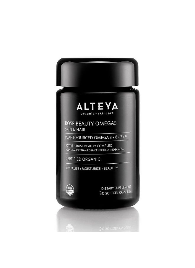 ألتيا أورجانيكس مكمل غذائي Alteya Organics Beauty Omega 3 و6 و7 و9 مع مستخلصات زهرة الورد، يدعم البشرة الجميلة الصافية والشعر الممتلئ والأظافر القوية، مكمل غذائي Skin Beauty from Within - 30 كبسولة  - Image 1