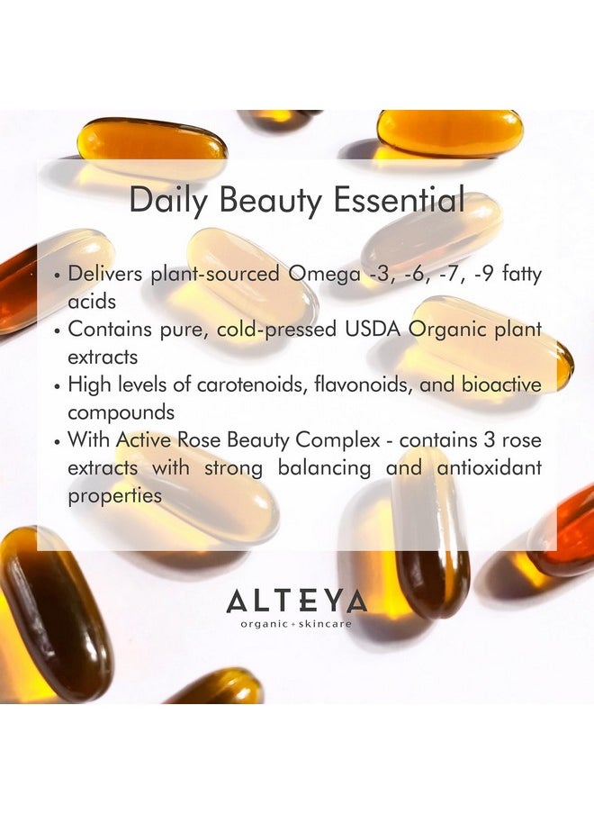 ألتيا أورجانيكس مكمل غذائي Alteya Organics Beauty Omega 3 و6 و7 و9 مع مستخلصات زهرة الورد، يدعم البشرة الجميلة الصافية والشعر الممتلئ والأظافر القوية، مكمل غذائي Skin Beauty from Within - 30 كبسولة  - Image 3