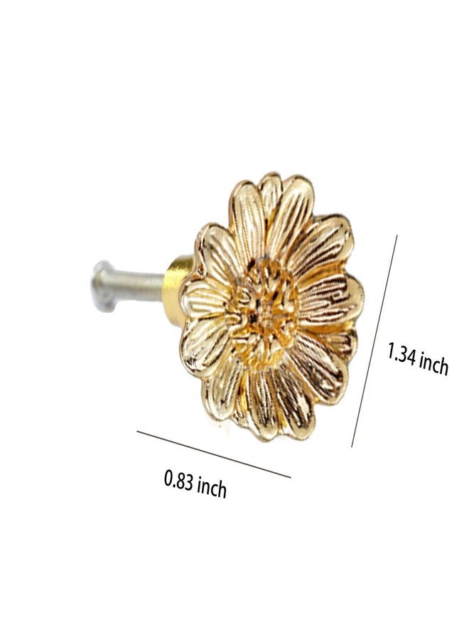 Xinally 10 Pcs Gold Cabinet Knobs,Zinc Alloy Flower Shape Drawer Knobs,Cabinet Hardware,for Drawer Bathroom Closet Wardrobe Dresser Cabinet - Image 2