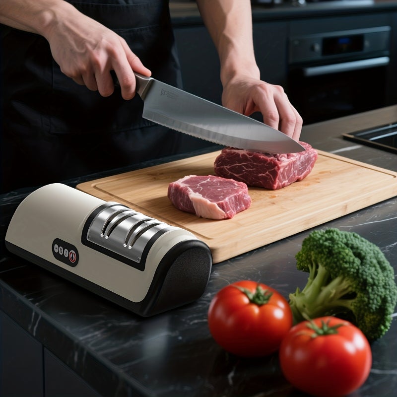 PETO Professional Electric Knife Sharpener - USB-C Fast Charging with Storage Box | 20° Precision Blade, Suitable for Damaged Knives, Ceramics & Multi-Tools | Essential for Camping & Kitchen - Image 3