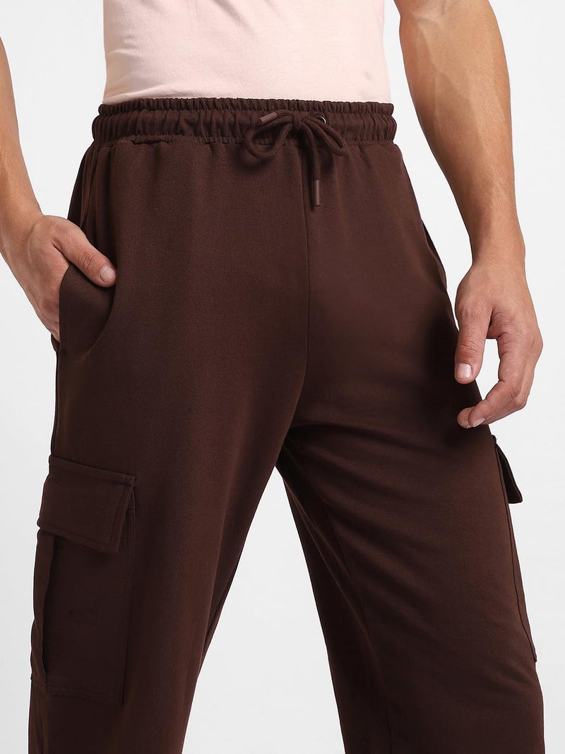 NOBERO Men's Oversized Brown Cargo Mid Rise Joggers, Oversized Brown Jogger-M, Medium - Image 2