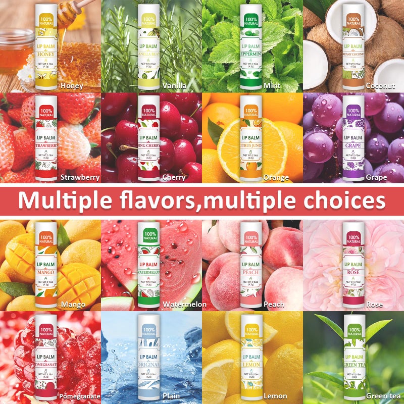 VISRIE 16 Pack Lip Balm, Natural Lip Balm Bulk with Vitamin E and Coconut Oil, Bulk Moisturizing Lip Balms for Dry Lips-16 Flavors - Image 2