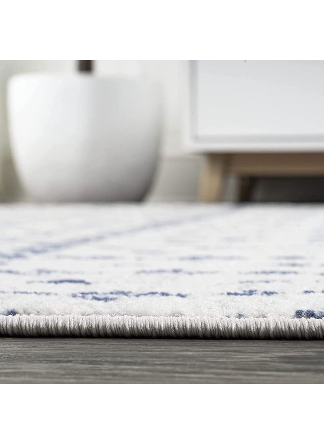 HANDPICKED FURNITURE Carpet Moroccan Style Grey For Living Room Bed Room Dining Room - Super Soft Durable And Stain Resistant - Navy Blue  - Image 5