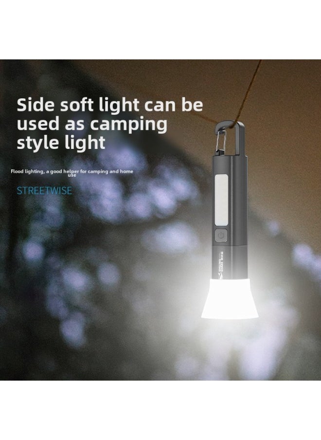 Smiling Shark Zoom Mini Flashlight High Brightness And Far Shoot COB Flood Flashlight Lock Design Outdoor Camping Flashlight-Color:5300 Fixed Focus Small Flashlight-white Light [built-in Battery 400mah]