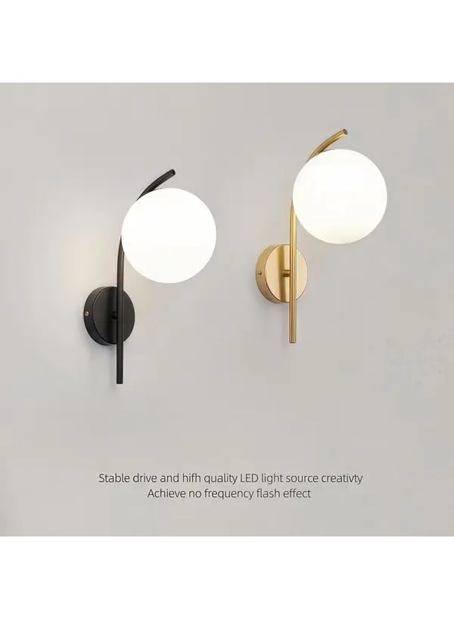 Modern Black Glass Globe Wall Sconce with E27 Bulb Switch Control - Image 2