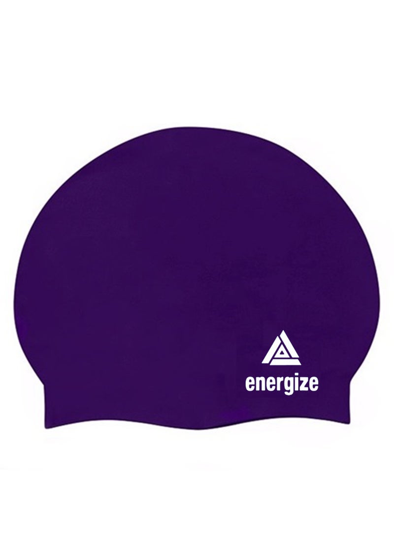 Energize Protective Silicone Swimming Cap for Men & Women, One Size Fits All, Easy to Wear, Ideal for Regular Use- Purple  - Image 1